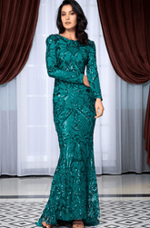 Contrast Sequin Round Neck Mermaid Dress - Shah S. Sahota